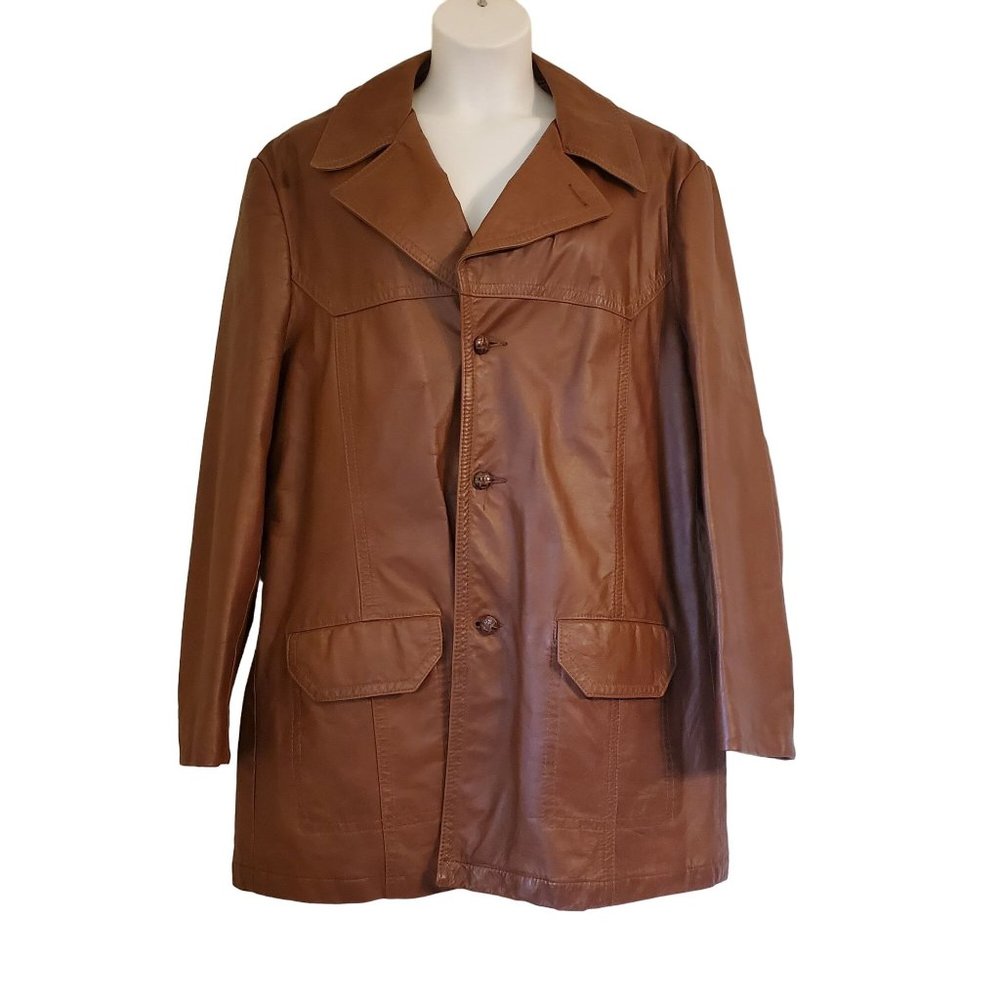 Vintage Grais L XL Brown Leather Jacket‎ Coat Zip Out Vest Liner Western Cottage